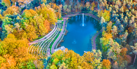 Postkarte Waldsee von oben